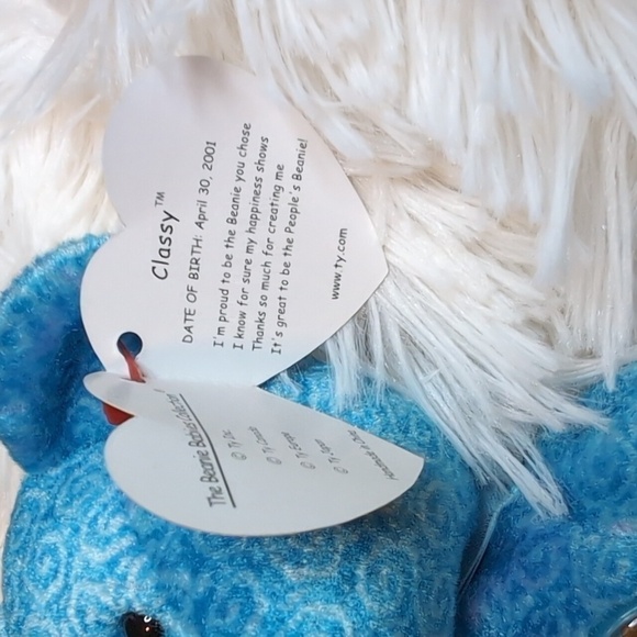 TY Beanie Babies CLASSY Bear retired vintage stuffed animal toy BD 4-30-01 - Picture 7 of 9